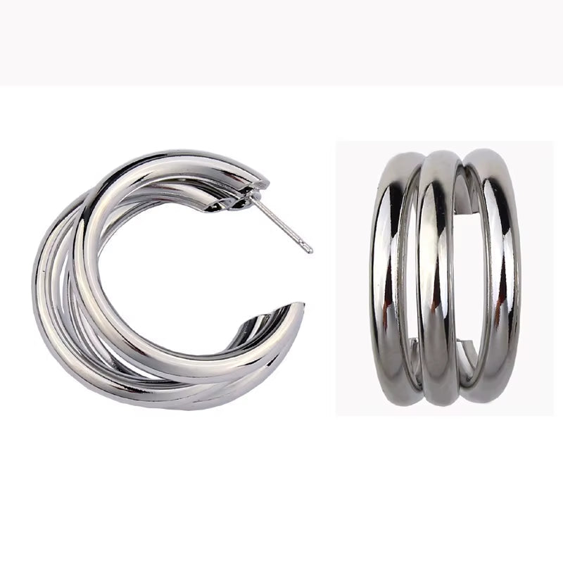 4 Pcs Stainless Steel Earrings for Women Gold Plated Claw Studs European Trend Ins Style Simple Stud Earring Irregular Jewelry